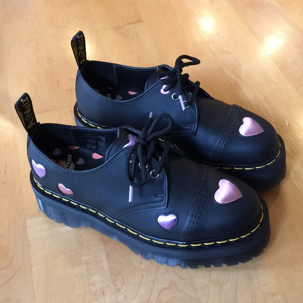 Dr. Martens 1461 Leather Heart Platform Shoes - Picture 13 of 16